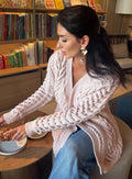 Aran wool powdery pastel cable hand knit сardigan women Chunky sweater cardigan Knitted jacket Cable knit cardigan