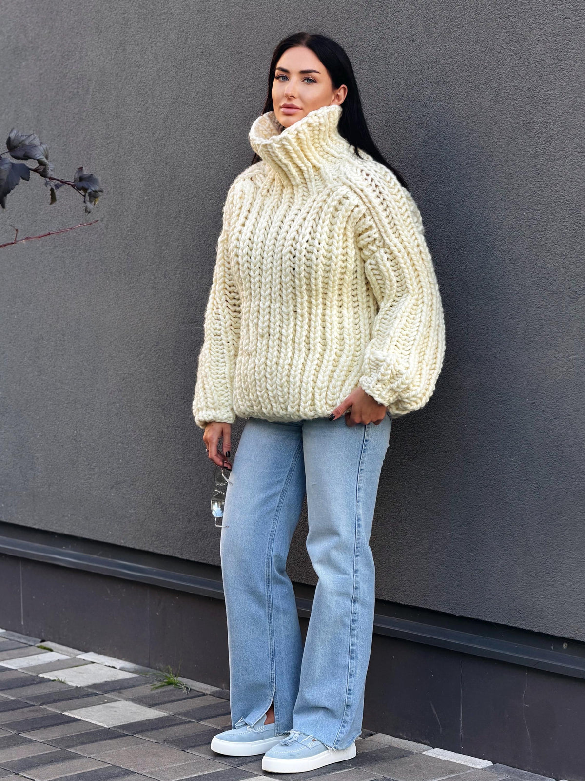 Extra Chunky hand knit alpaca oversized sweater turtleneck Oversized wool pastel pullover Cozy winter cable knitted jumper Fall pullover