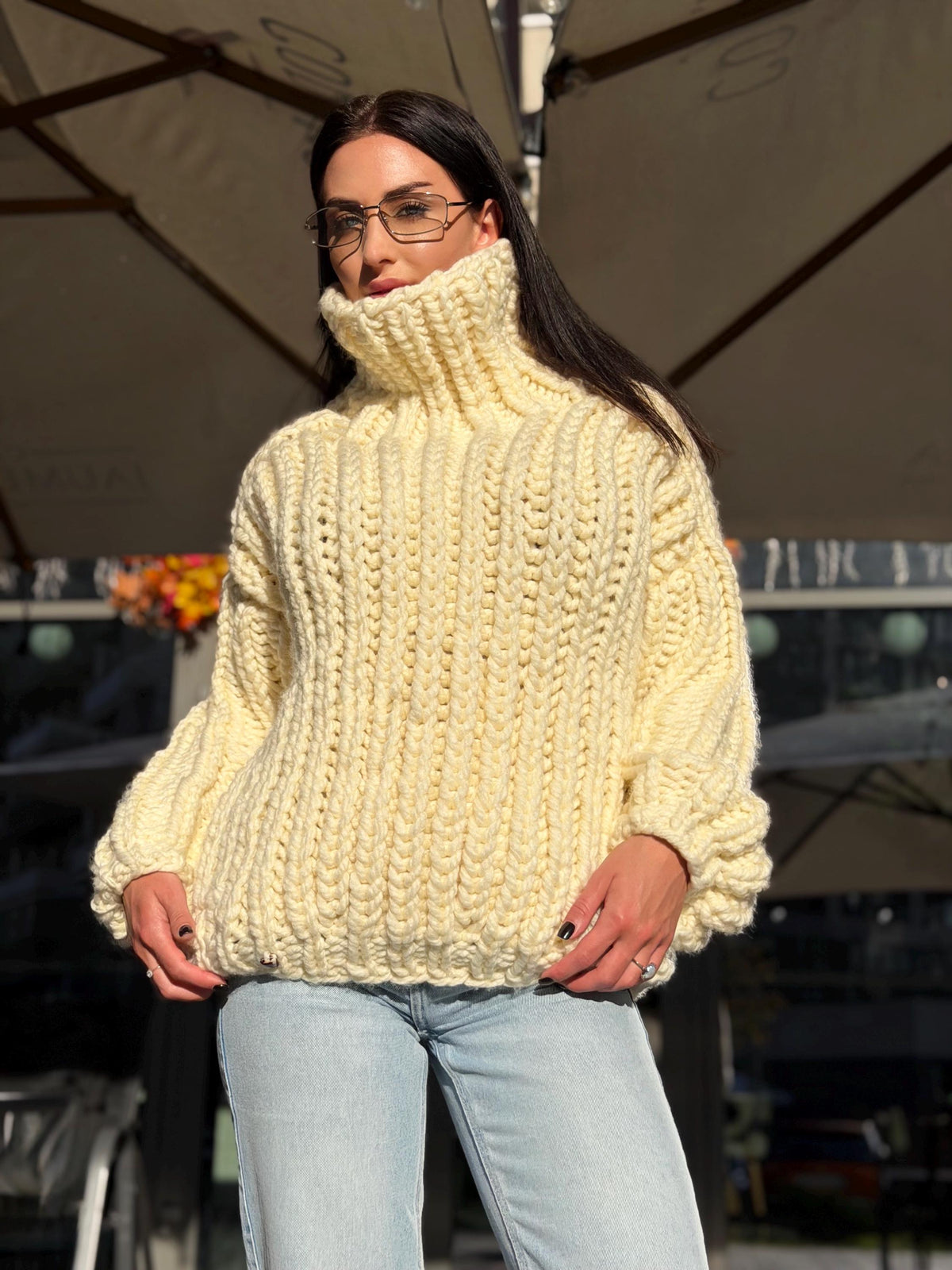 Extra Chunky hand knit alpaca oversized sweater turtleneck Oversized wool pastel pullover Cozy winter cable knitted jumper Fall pullover