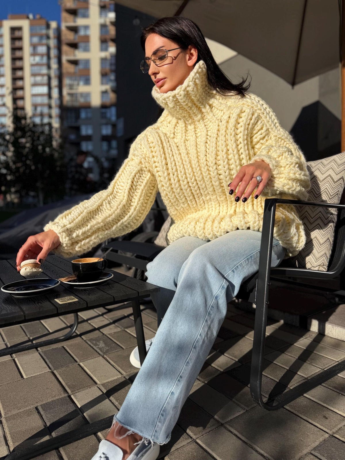 Extra Chunky hand knit alpaca oversized sweater turtleneck Oversized wool pastel pullover Cozy winter cable knitted jumper Fall pullover