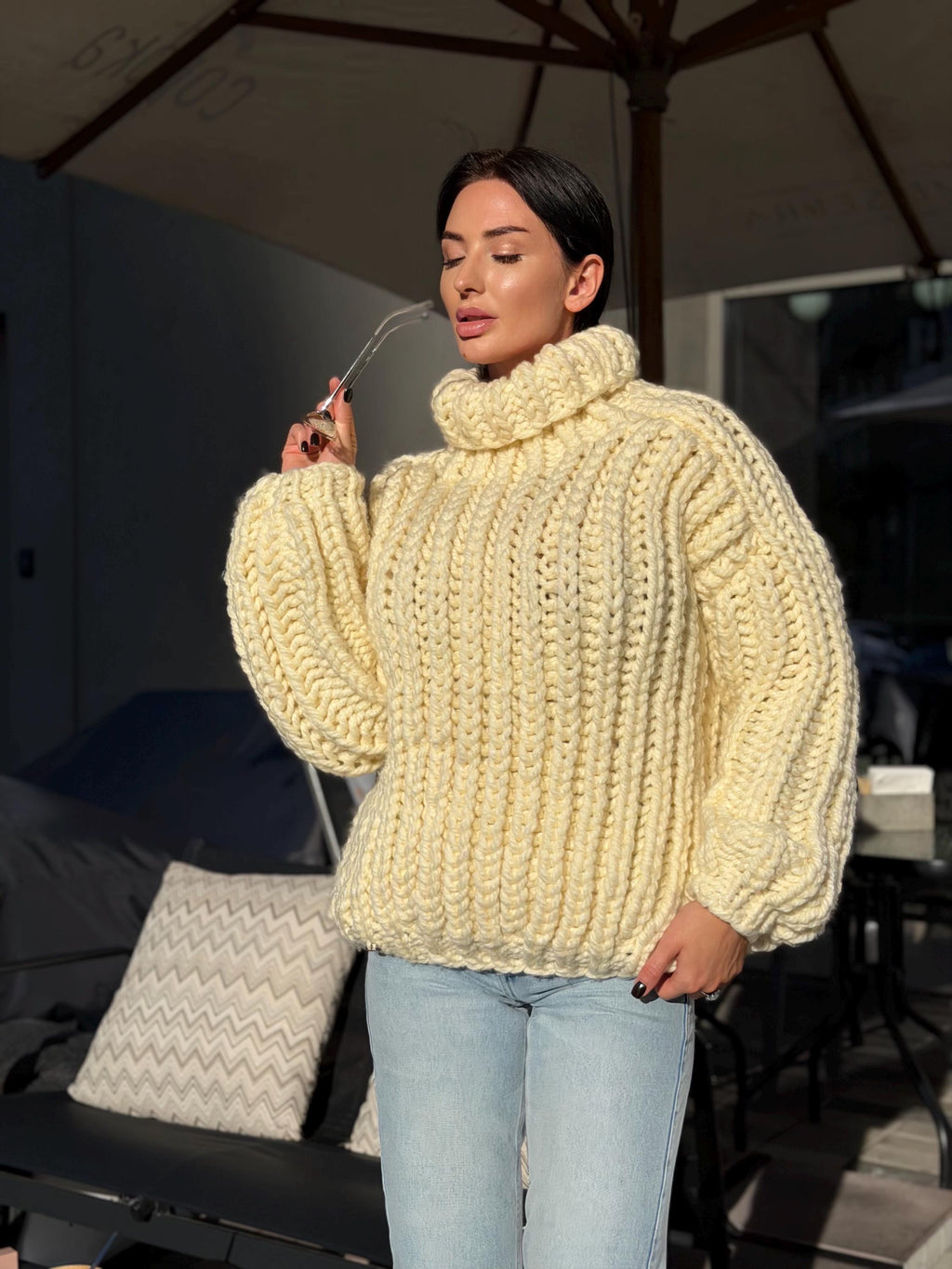 Extra Chunky hand knit alpaca oversized sweater turtleneck Oversized wool pastel pullover Cozy winter cable knitted jumper Fall pullover