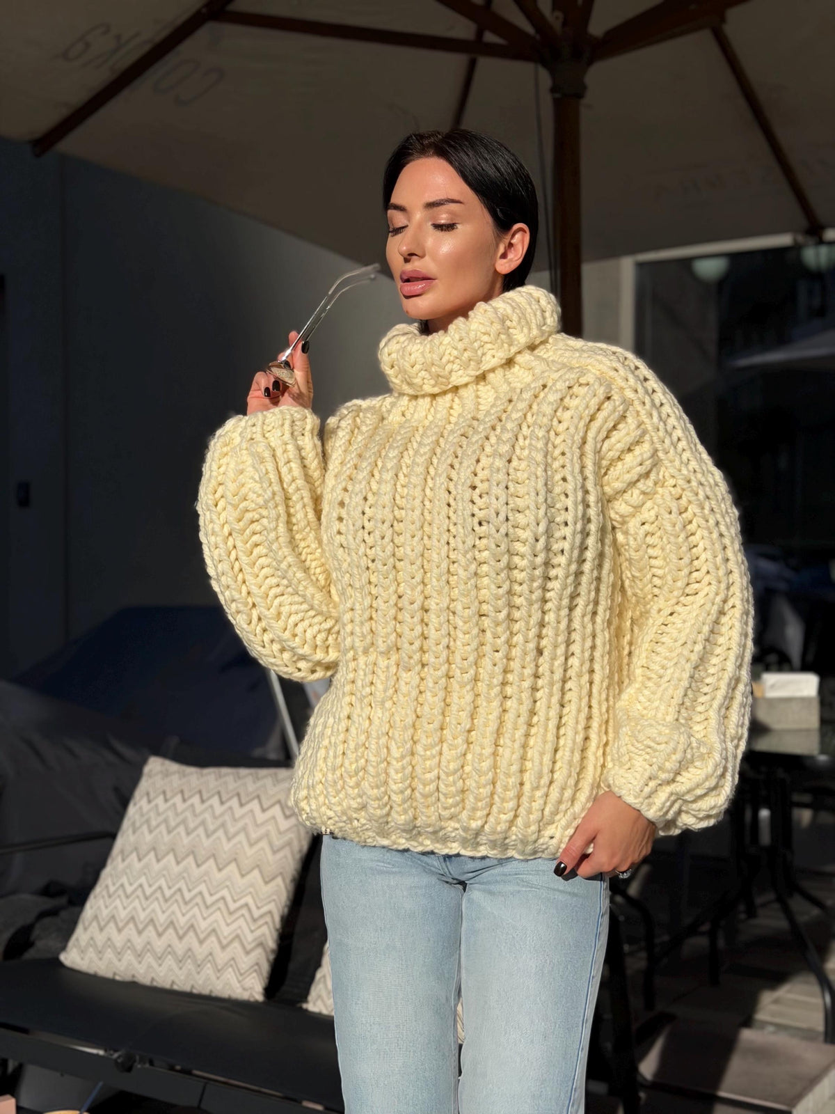 Extra Chunky hand knit alpaca oversized sweater turtleneck Oversized wool pastel pullover Cozy winter cable knitted jumper Fall pullover