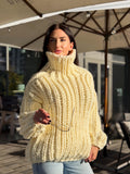 Extra Chunky hand knit alpaca oversized sweater turtleneck Oversized wool pastel pullover Cozy winter cable knitted jumper Fall pullover