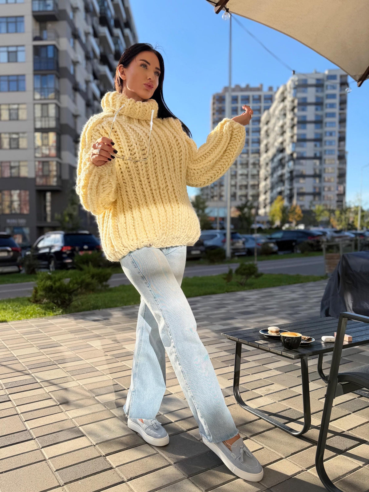 Extra Chunky hand knit alpaca oversized sweater turtleneck Oversized wool pastel pullover Cozy winter cable knitted jumper Fall pullover