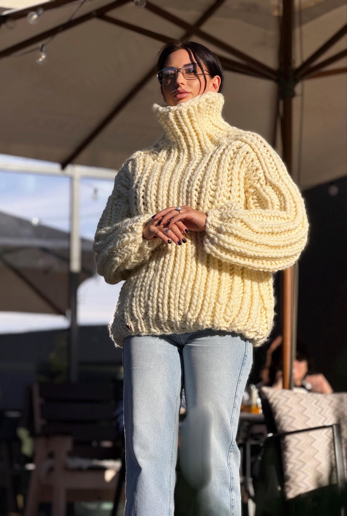 Extra Chunky hand knit alpaca oversized sweater turtleneck Oversized wool pastel pullover Cozy winter cable knitted jumper Fall pullover