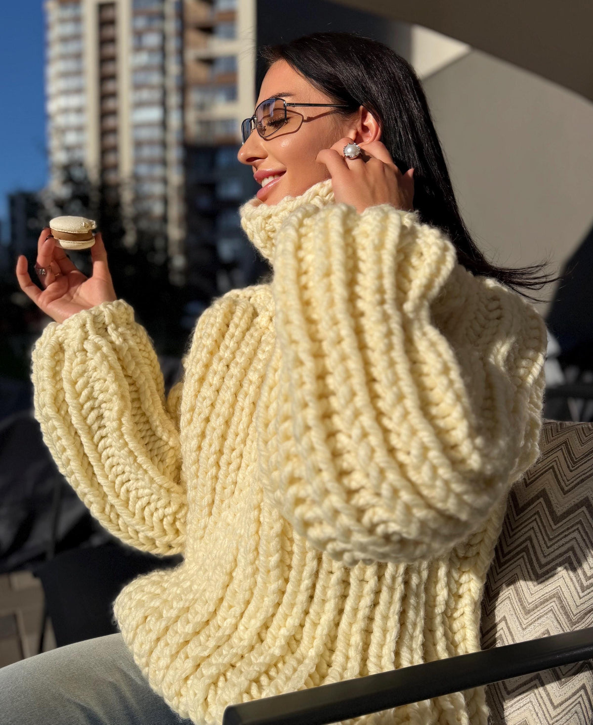 Extra Chunky hand knit alpaca oversized sweater turtleneck Oversized wool pastel pullover Cozy winter cable knitted jumper Fall pullover
