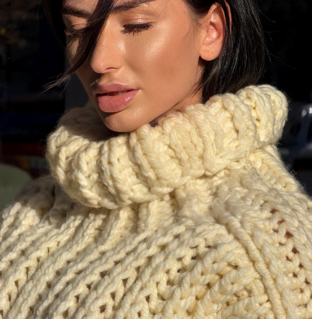 Extra Chunky hand knit alpaca oversized sweater turtleneck Oversized wool pastel pullover Cozy winter cable knitted jumper Fall pullover