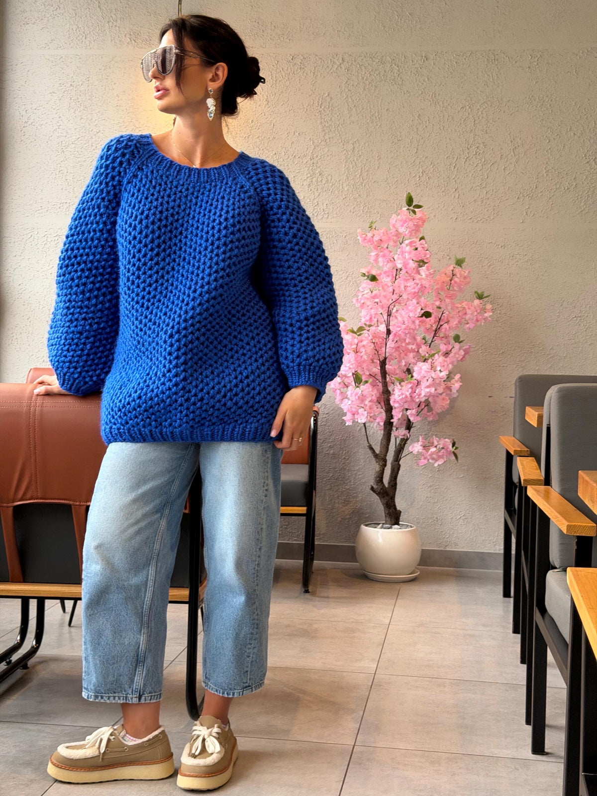 Luxury alpaca chunky hand knit large sweater, Oversized hand knitted jumper, Soft fluffy winter pullover, Unisex boyfriend style knitwear
