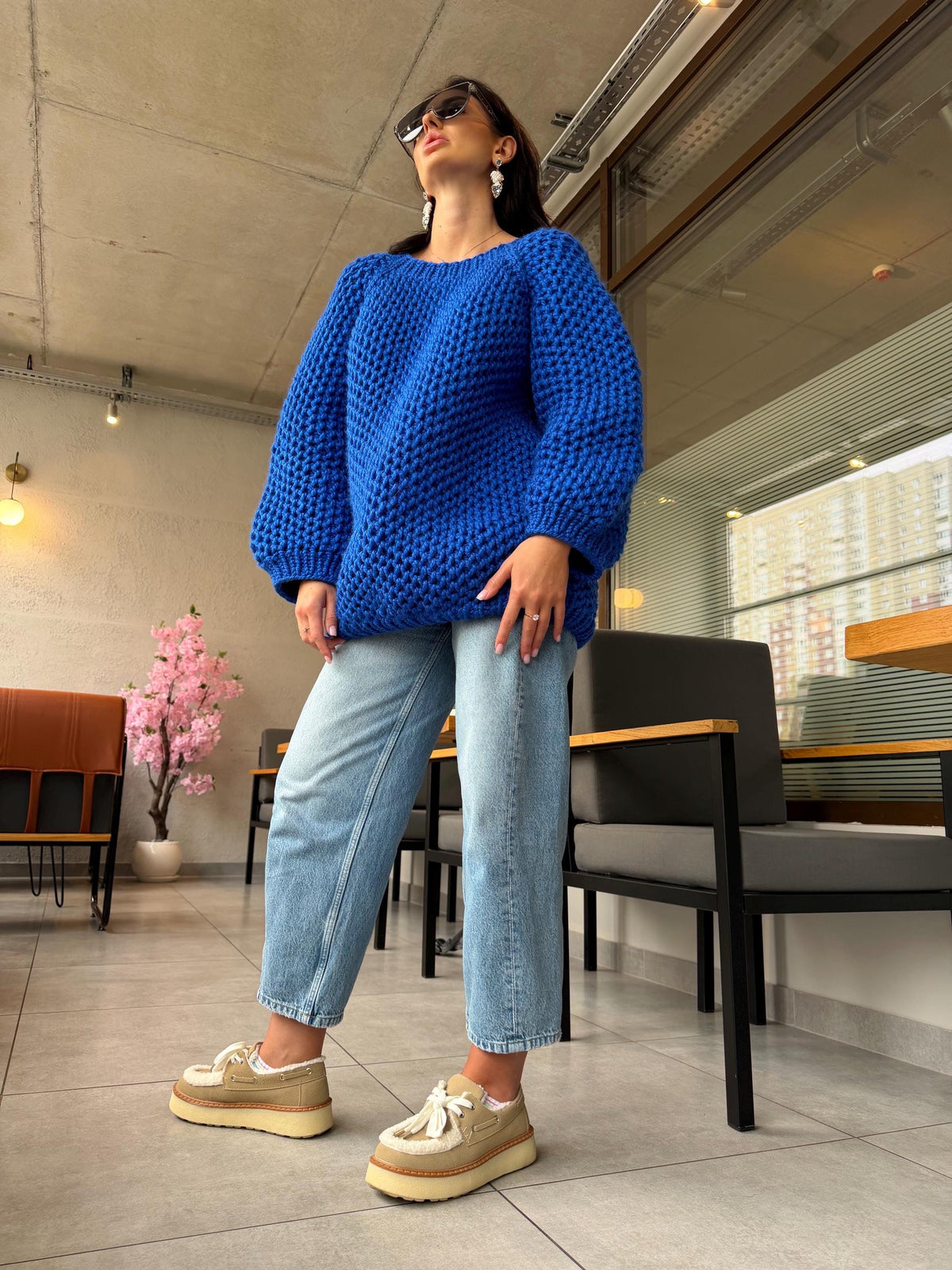 Luxury alpaca chunky hand knit large sweater, Oversized hand knitted jumper, Soft fluffy winter pullover, Unisex boyfriend style knitwear
