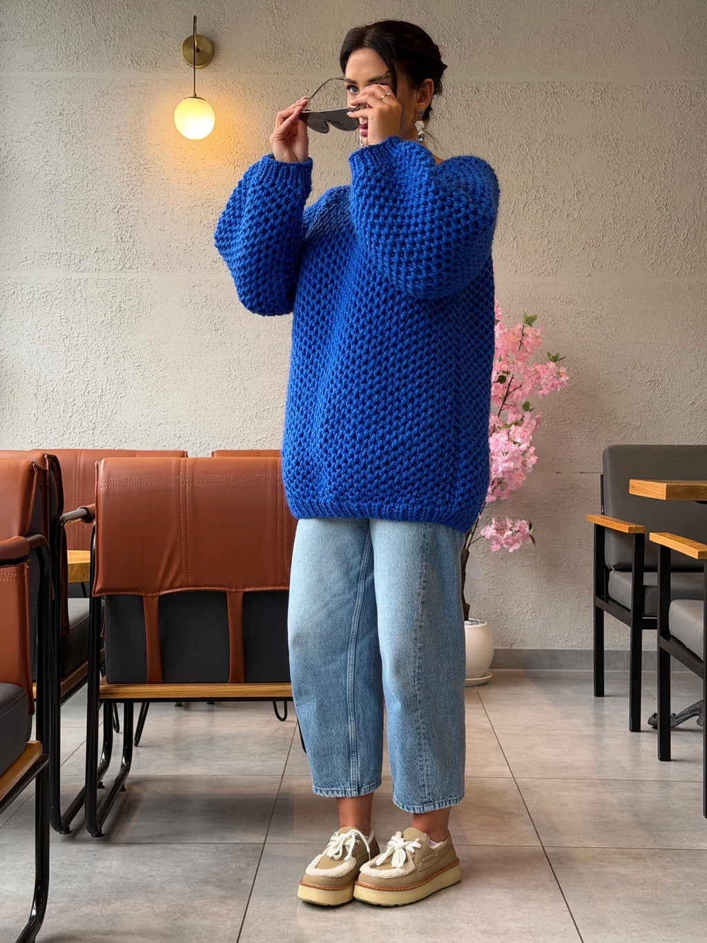 Luxury alpaca chunky hand knit large sweater, Oversized hand knitted jumper, Soft fluffy winter pullover, Unisex boyfriend style knitwear