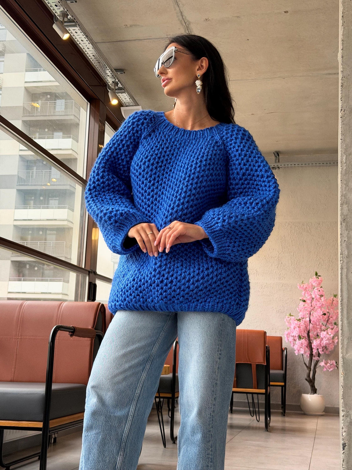 Luxury alpaca chunky hand knit large sweater, Oversized hand knitted jumper, Soft fluffy winter pullover, Unisex boyfriend style knitwear