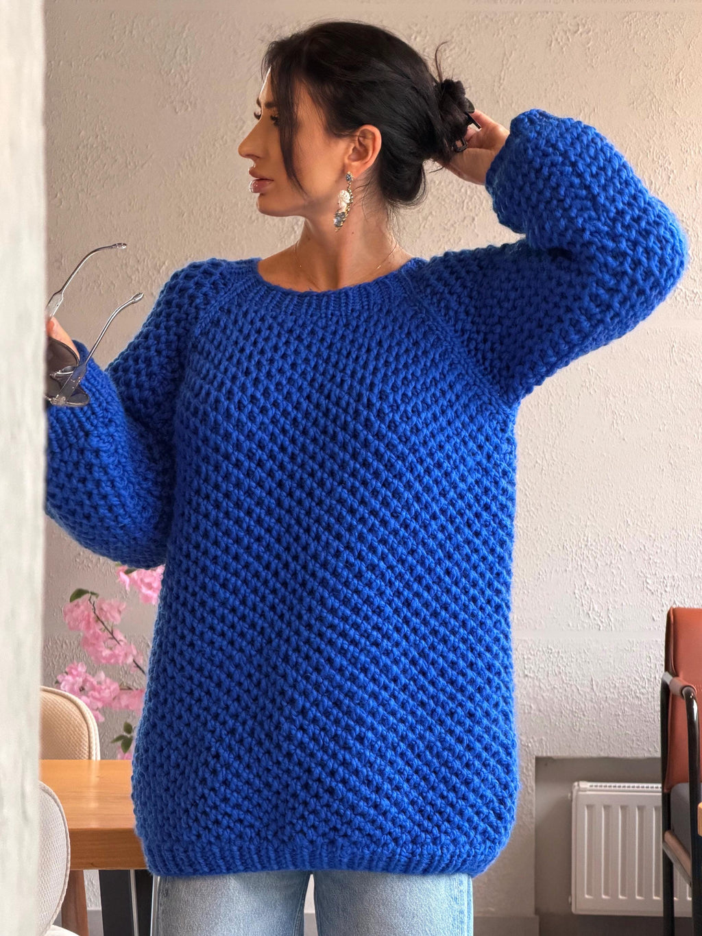 Luxury alpaca chunky hand knit large sweater, Oversized hand knitted jumper, Soft fluffy winter pullover, Unisex boyfriend style knitwear