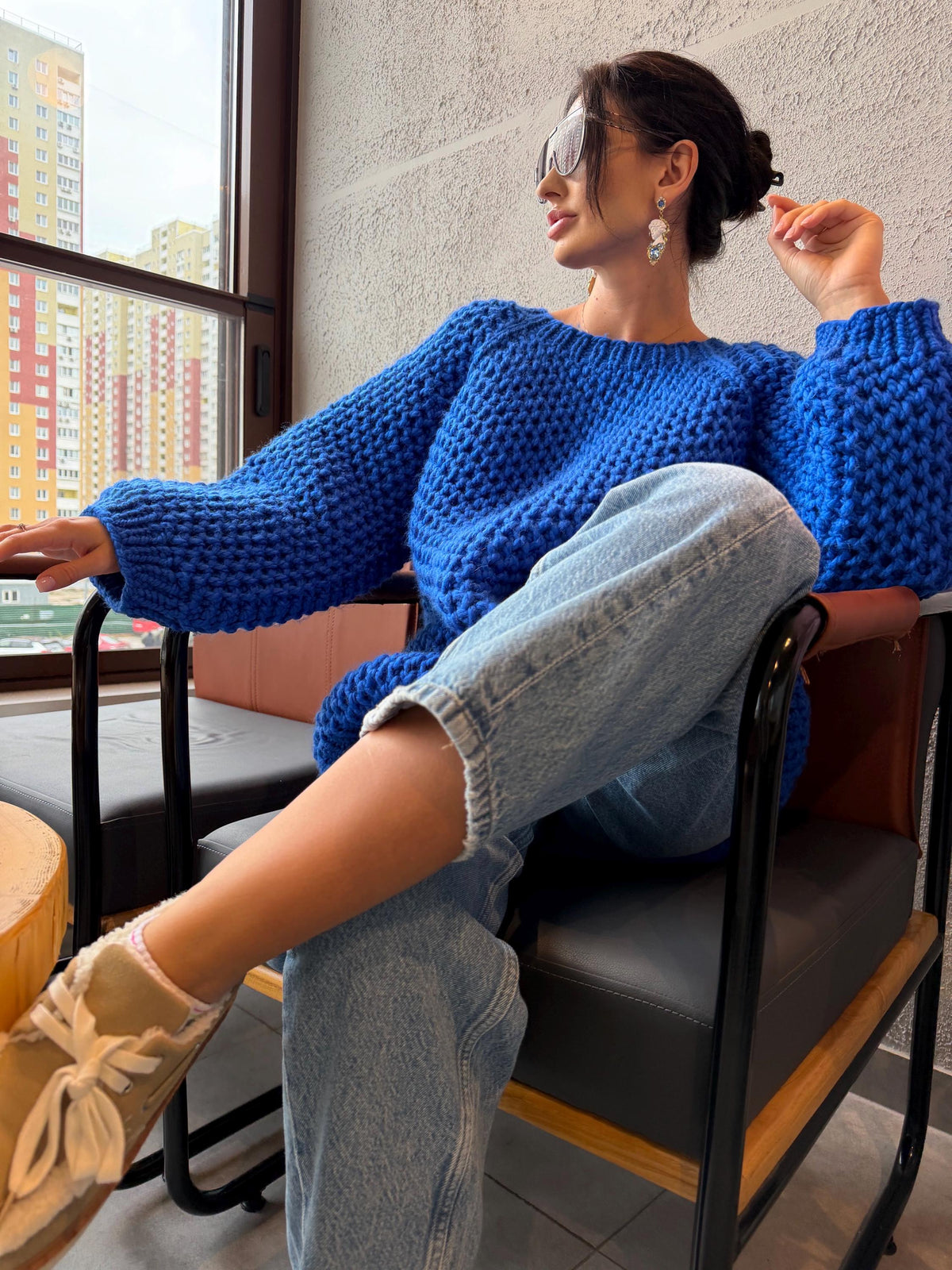 Luxury alpaca chunky hand knit large sweater, Oversized hand knitted jumper, Soft fluffy winter pullover, Unisex boyfriend style knitwear