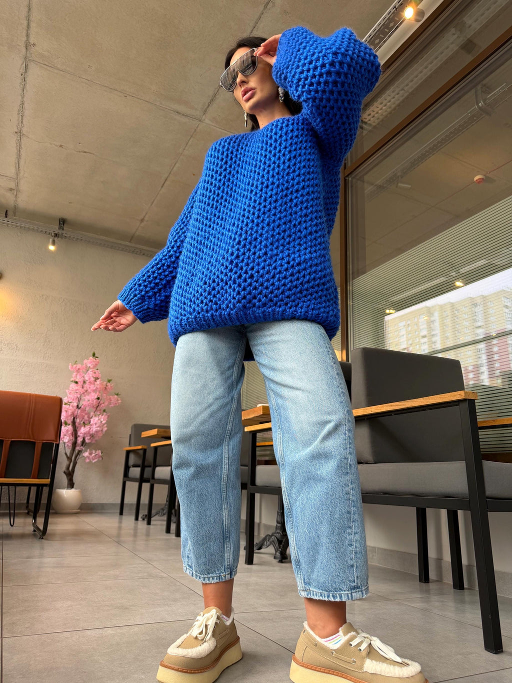 Luxury alpaca chunky hand knit large sweater, Oversized hand knitted jumper, Soft fluffy winter pullover, Unisex boyfriend style knitwear