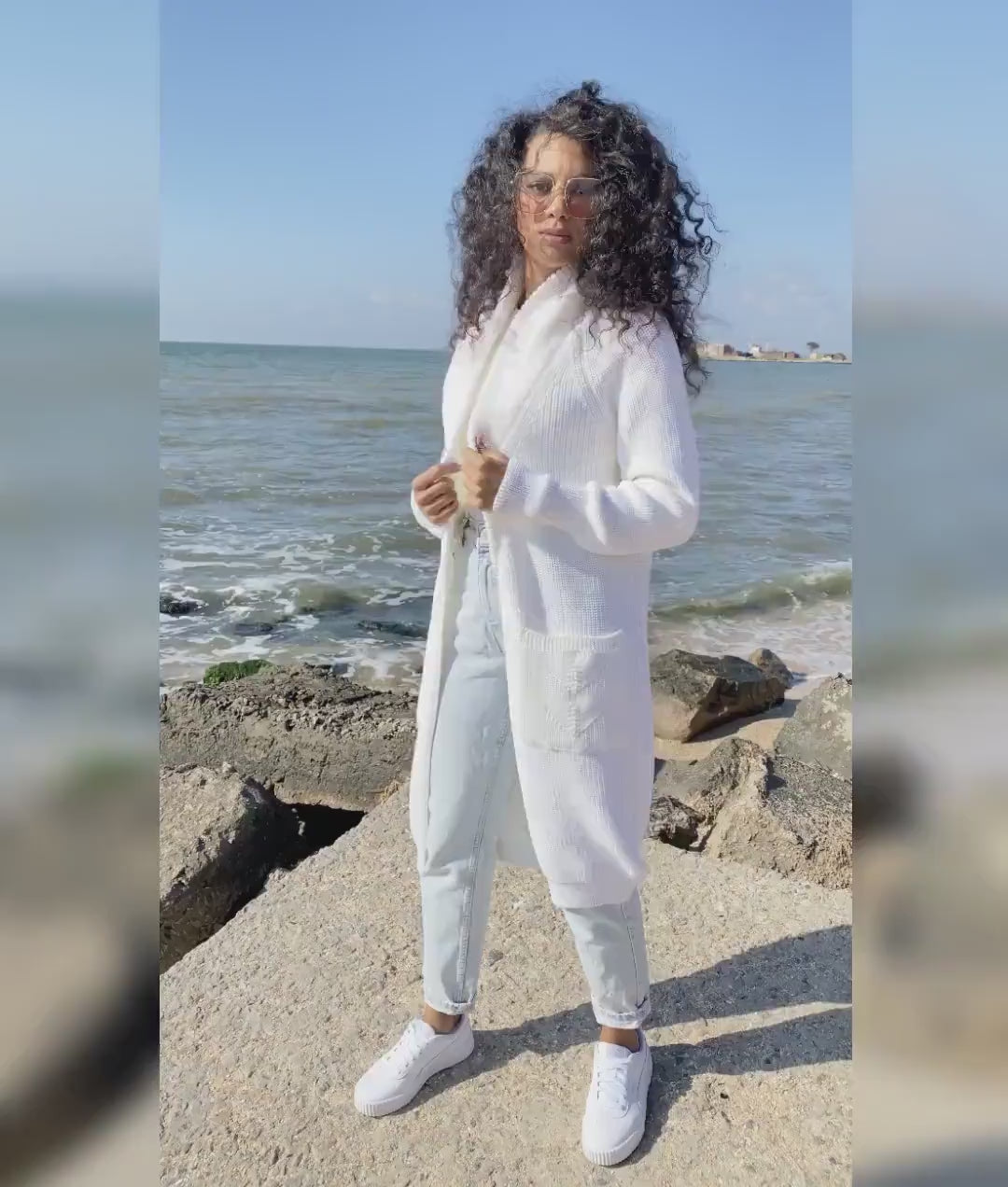 Merino wool chunky knit cardigan White midi Long Maxi Cardigan Long oversized coat Cable knit crochet cardigan sweater Cocoon knit coat