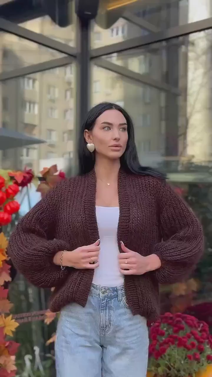 Mohair brown chocolate cardigan women Wedding Mohair sweater knitted coat Jacket Women Bridal shrug bolero wool Fluffy short cardigan