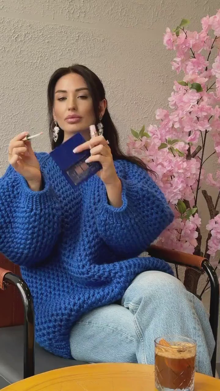 Luxury alpaca chunky hand knit large sweater, Oversized hand knitted jumper, Soft fluffy winter pullover, Unisex boyfriend style knitwear